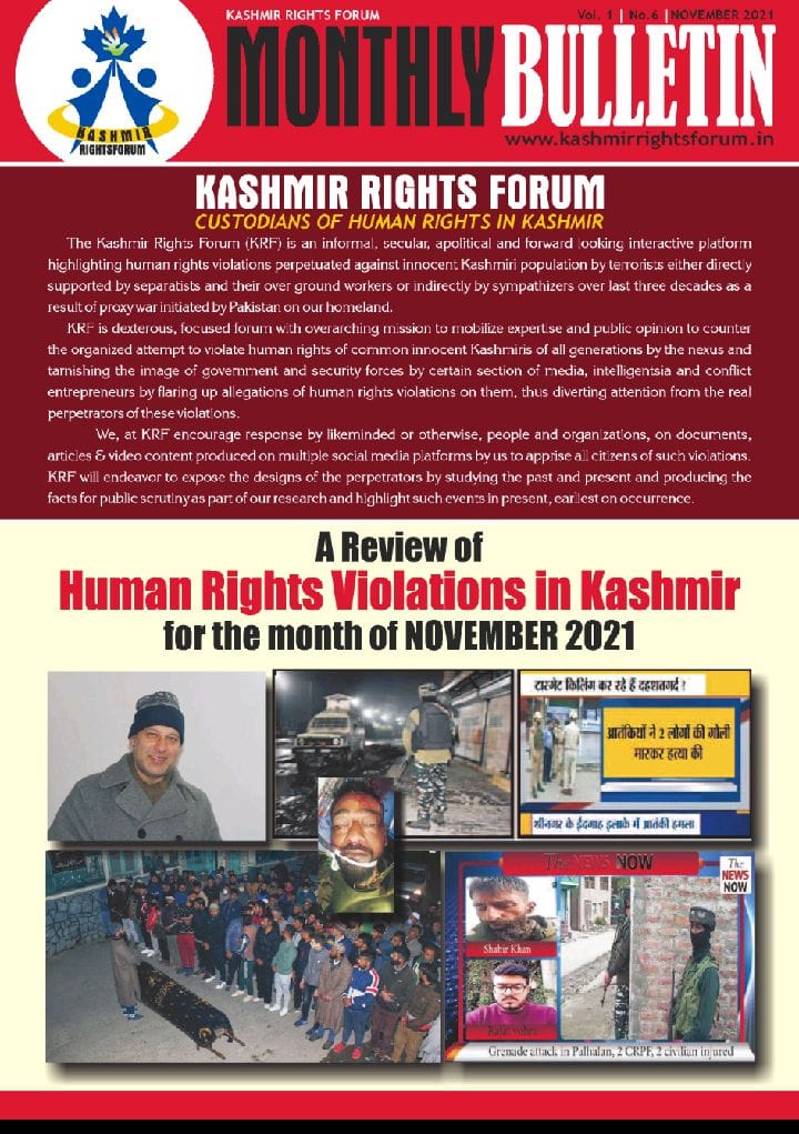A preview of Monthly Bulletin November 2021 comprising of human rights violations.