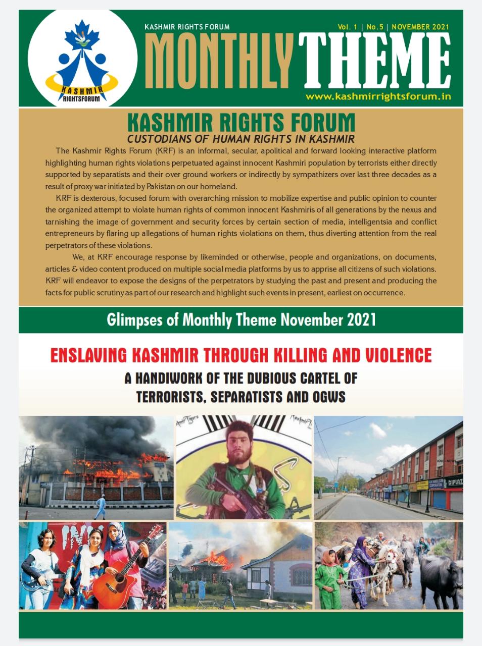 A preview of Monthly Theme November 2021 carrying detailed report on enslaving Kashmiri youth by Pakistan and the terror agencies.