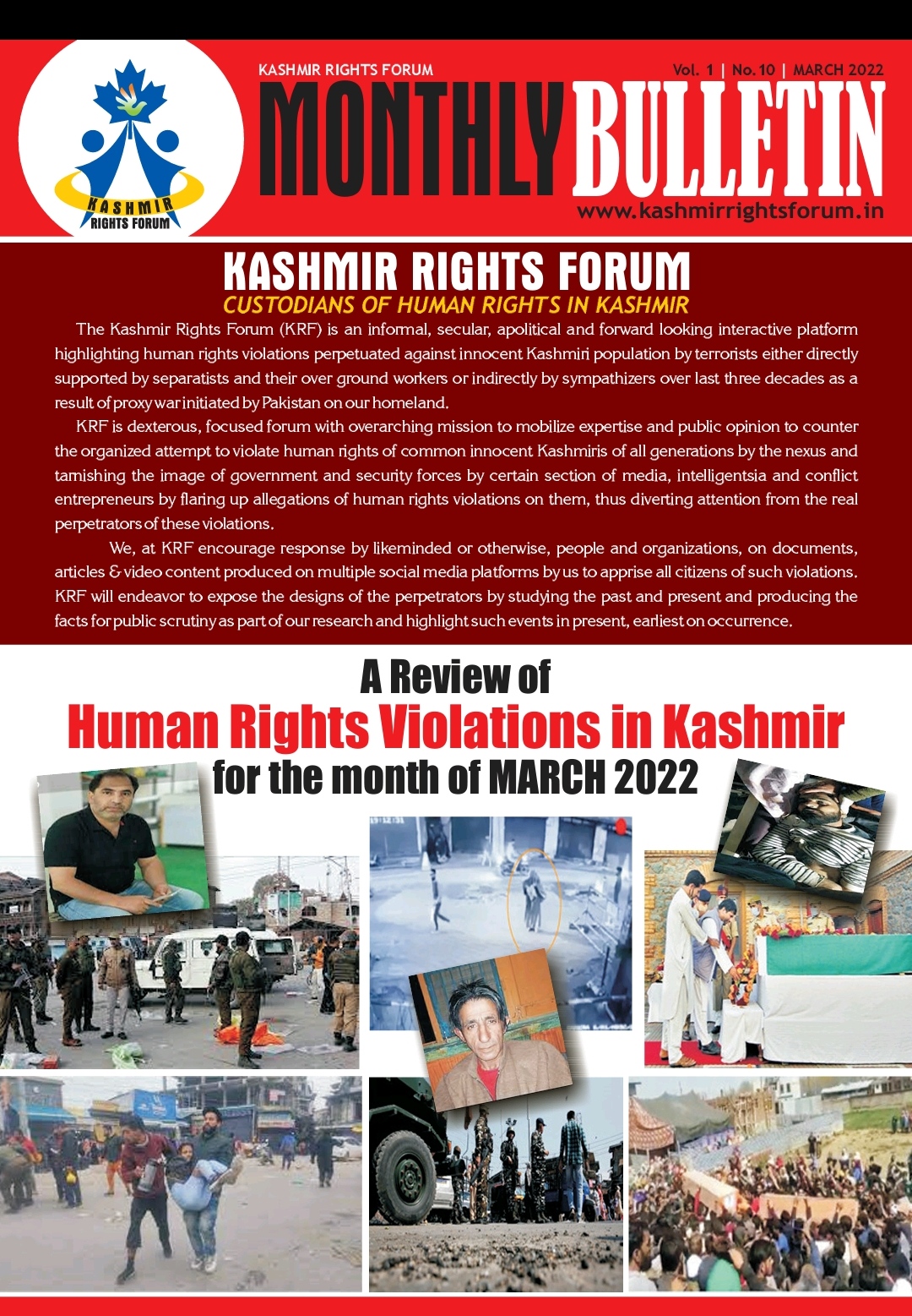 A preview of Monthly Bulletin April 2022 comprising of human rights violations in Kashmir.