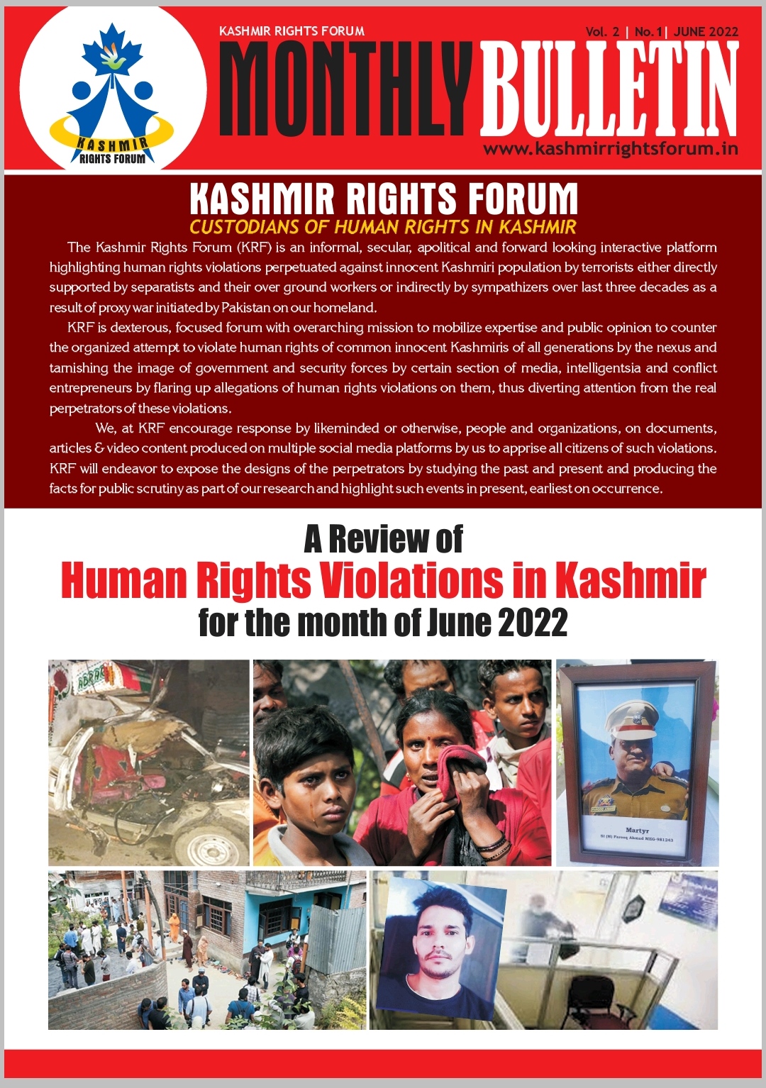 A preview of Monthly Bulletin June 2022 comprising of human rights violations in 2022.