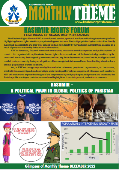 A preview of Monthly Theme December 2022 carrying a detailed report on Kashmir. The Pakistan uses Kashmir as a political pawn to further its agendas.