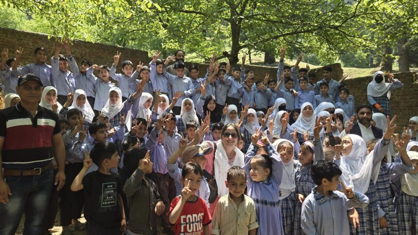 Amassed school children in Jammu and Kashmir.