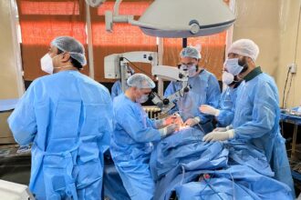 In Pic: Govt Medical College Srinagar doctors perform surgery on blind children belongoing to J&K through Ayushman Bharat cards for free.